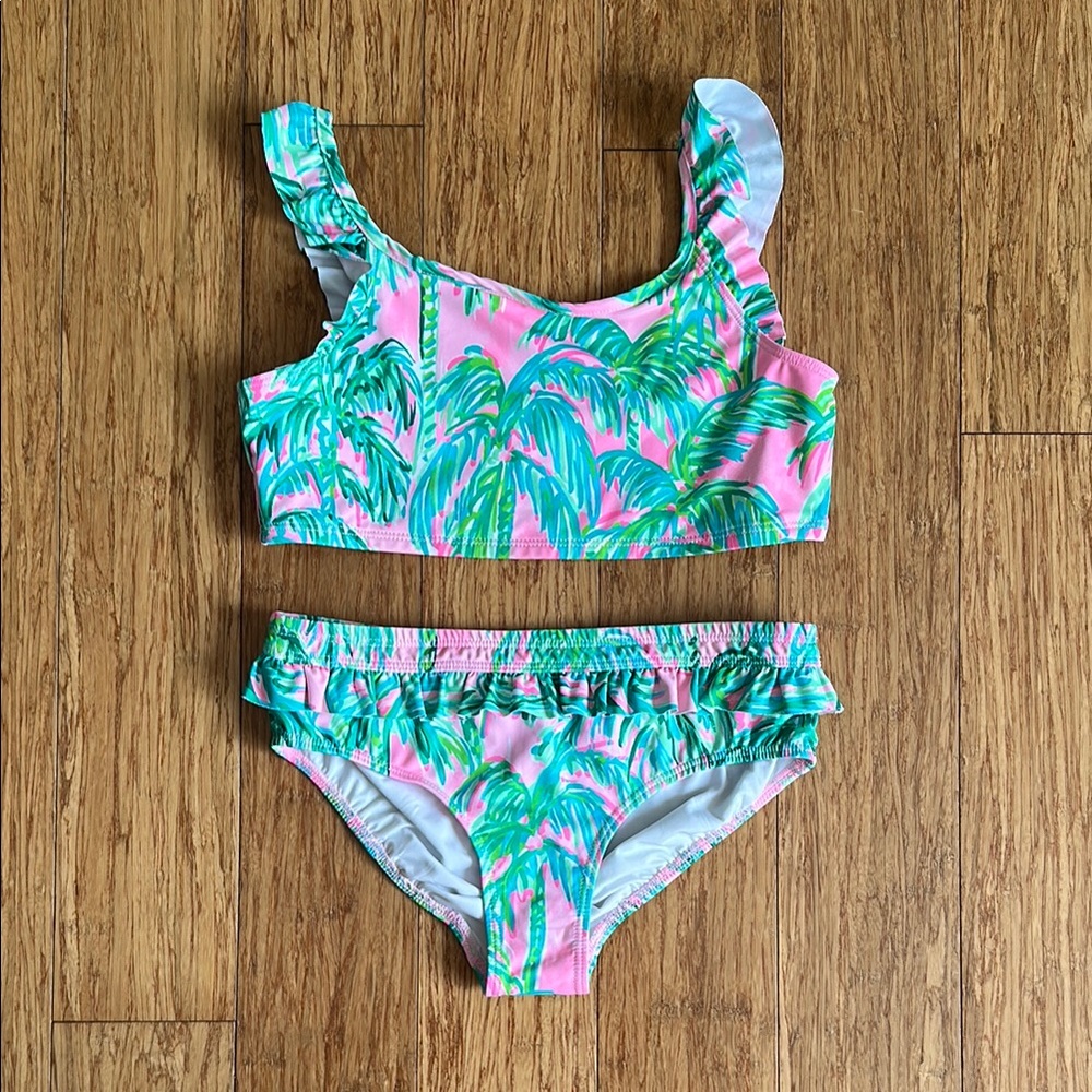 Lilly Pulitzer Pink and Green Bikini with Tropical Print